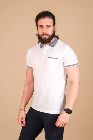 Oxford Pike Fleto Cepli T-Shirt Beyaz