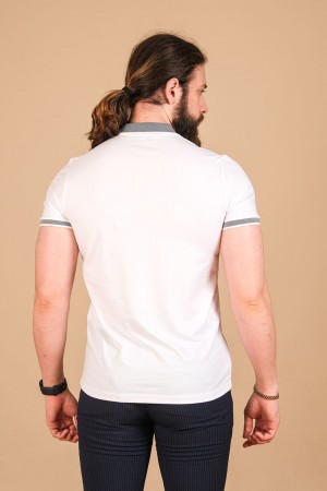 Oxford Pike Fleto Cepli T-Shirt Beyaz